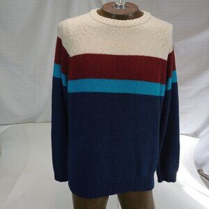 American Eagle Mens Crewneck Red White Blue Seriously Soft Striped Sweater L